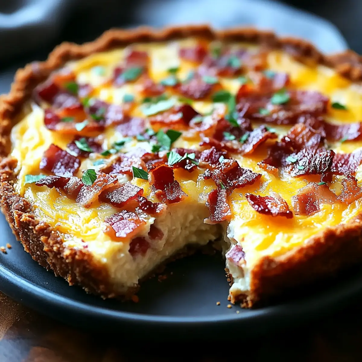 Crispy Hash Brown Crust Bacon and Cheddar Quiche