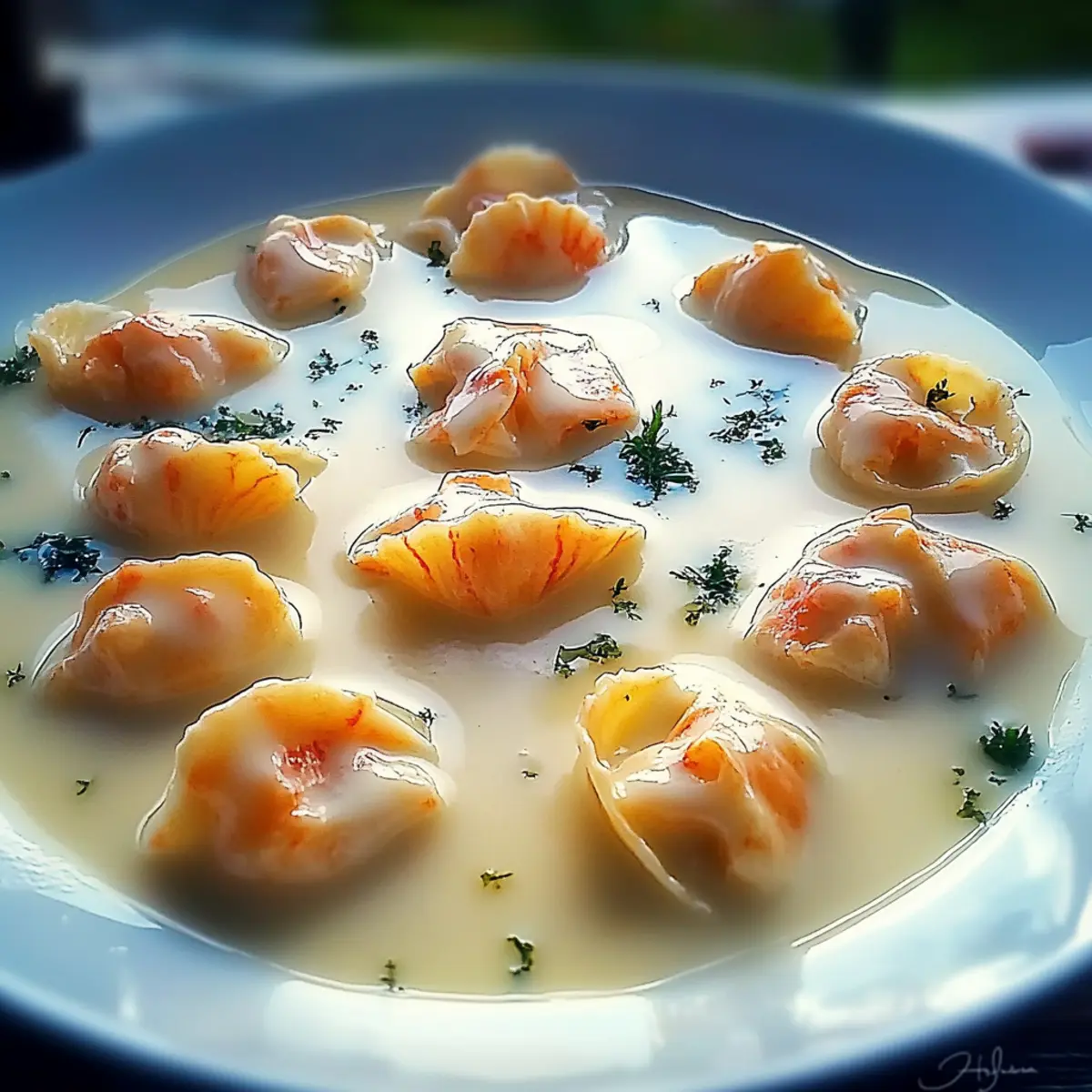 Lobster Ravioli with Creamy Garlic Sauce