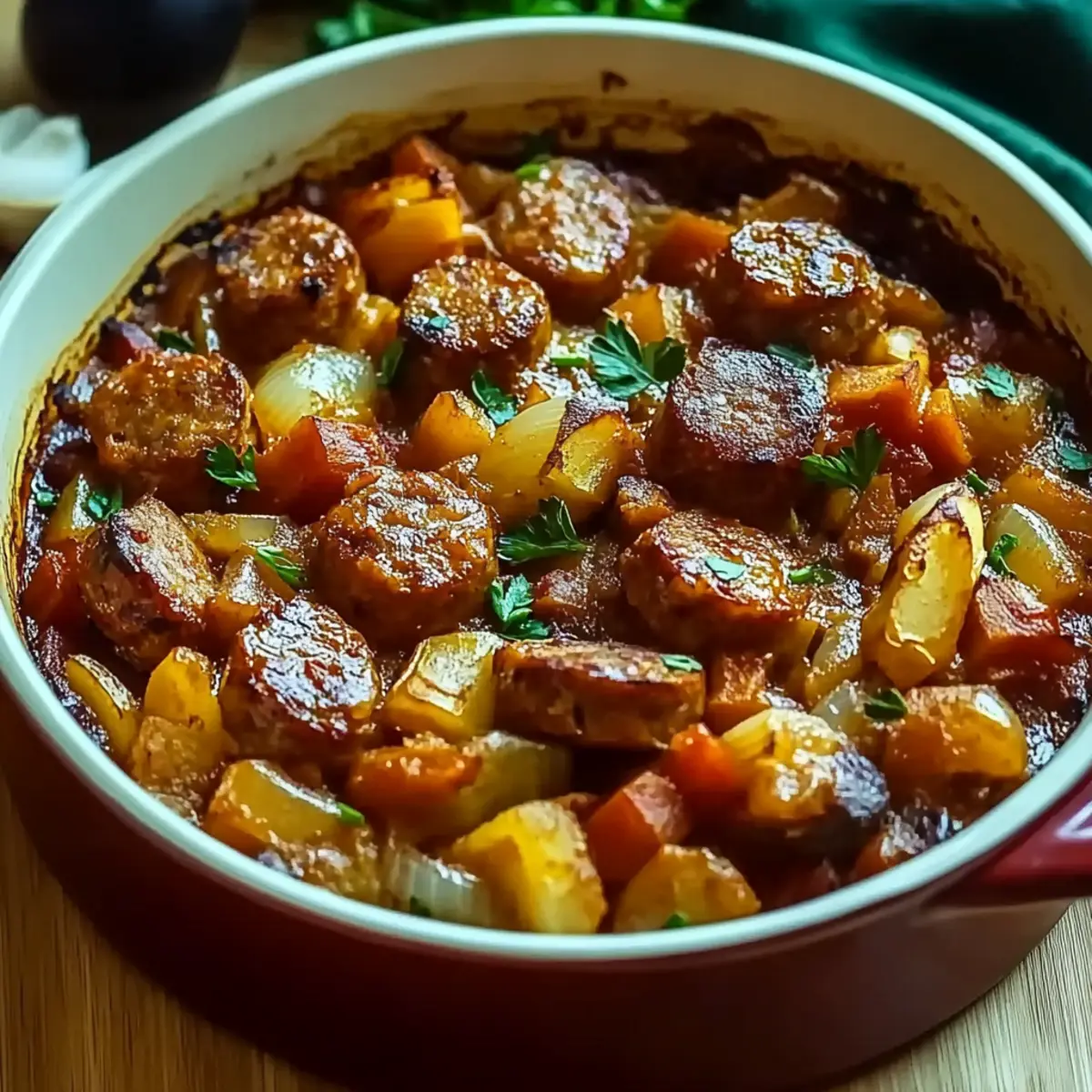 Slow-Cooked Sausage and Vegetable Casserole