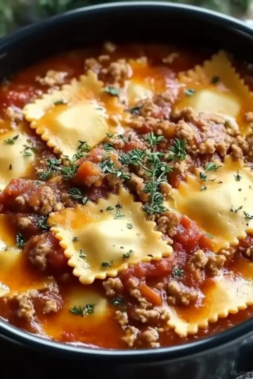 Crockpot Ravioli Lasagna