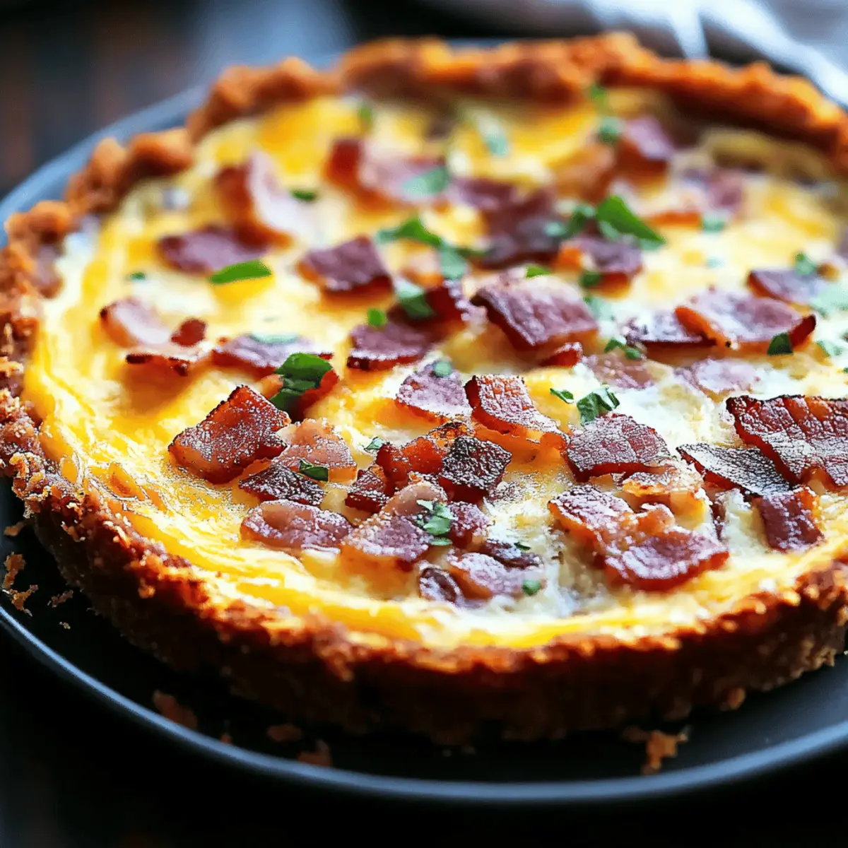 Crispy Hash Brown Crust Bacon and Cheddar Quiche
