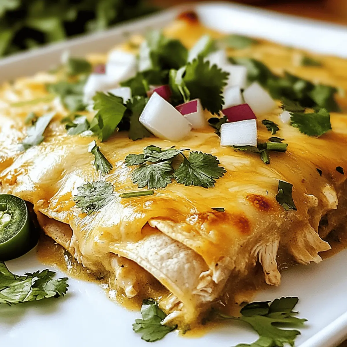Creamy Green Chile Chicken Enchilada Casserole