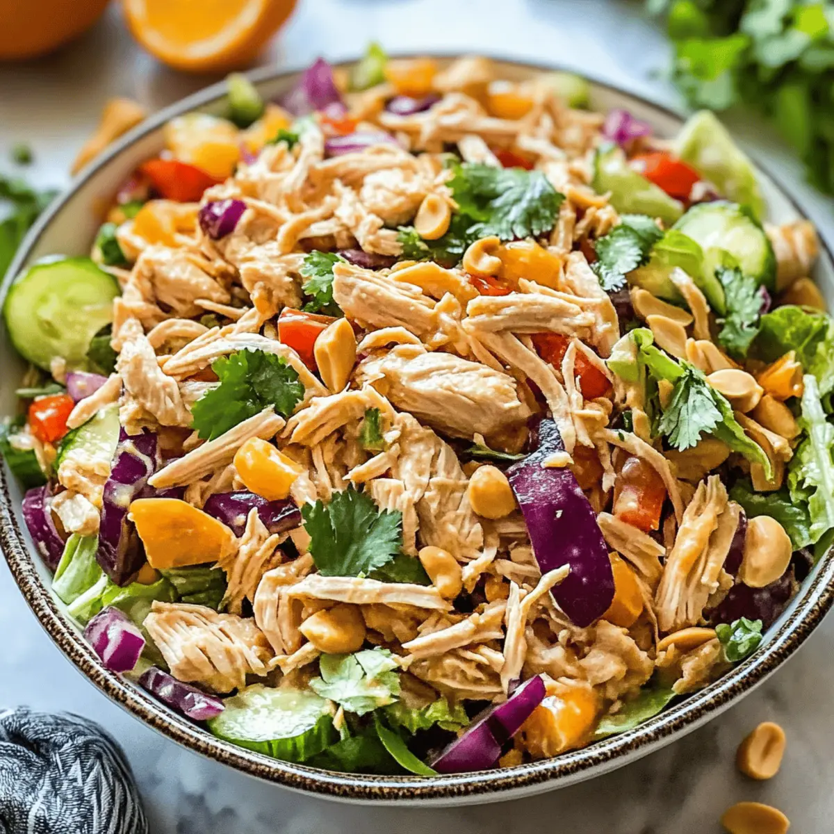 Thai Chicken Salad with Creamy Peanut Dressing
