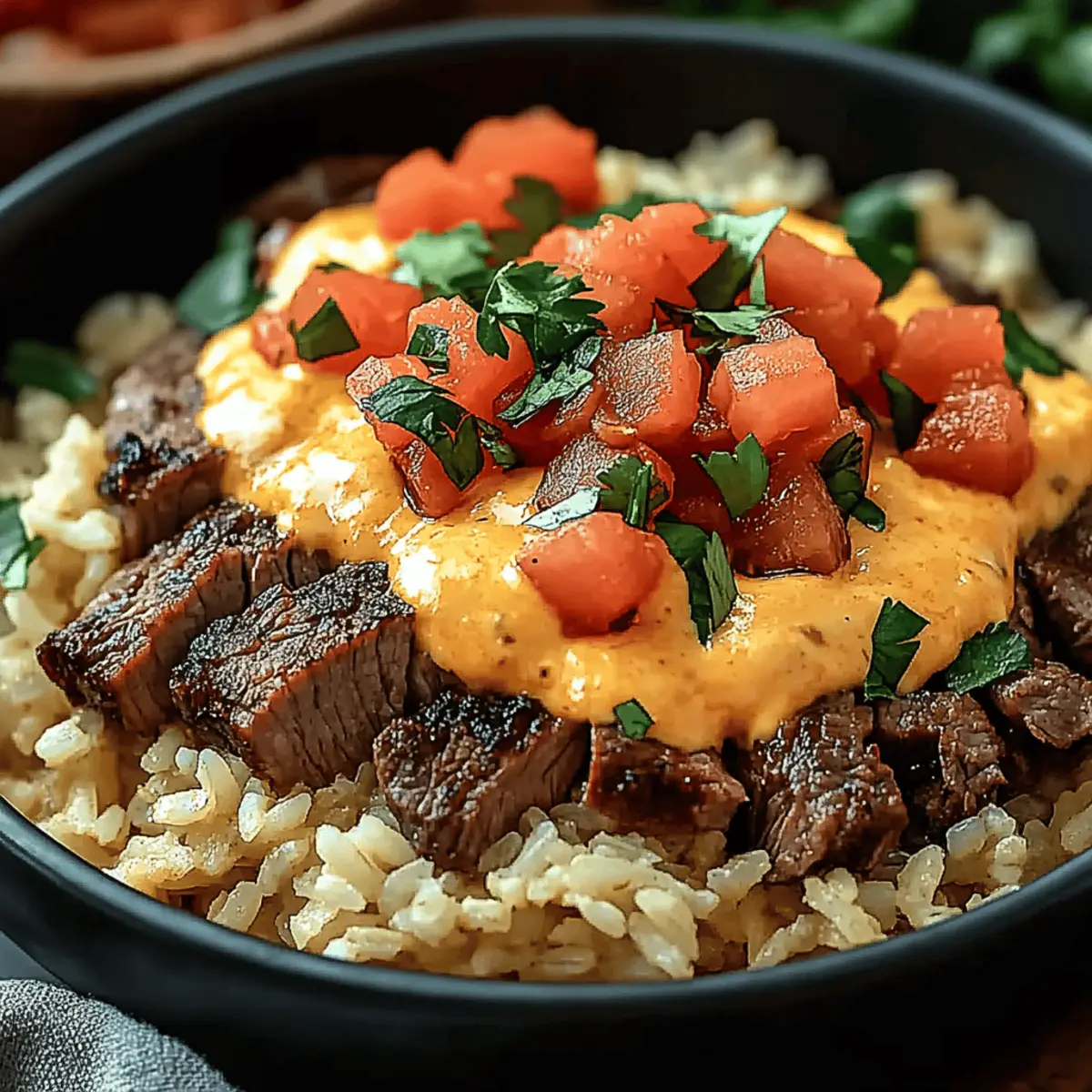 Savory Steak Queso Rice