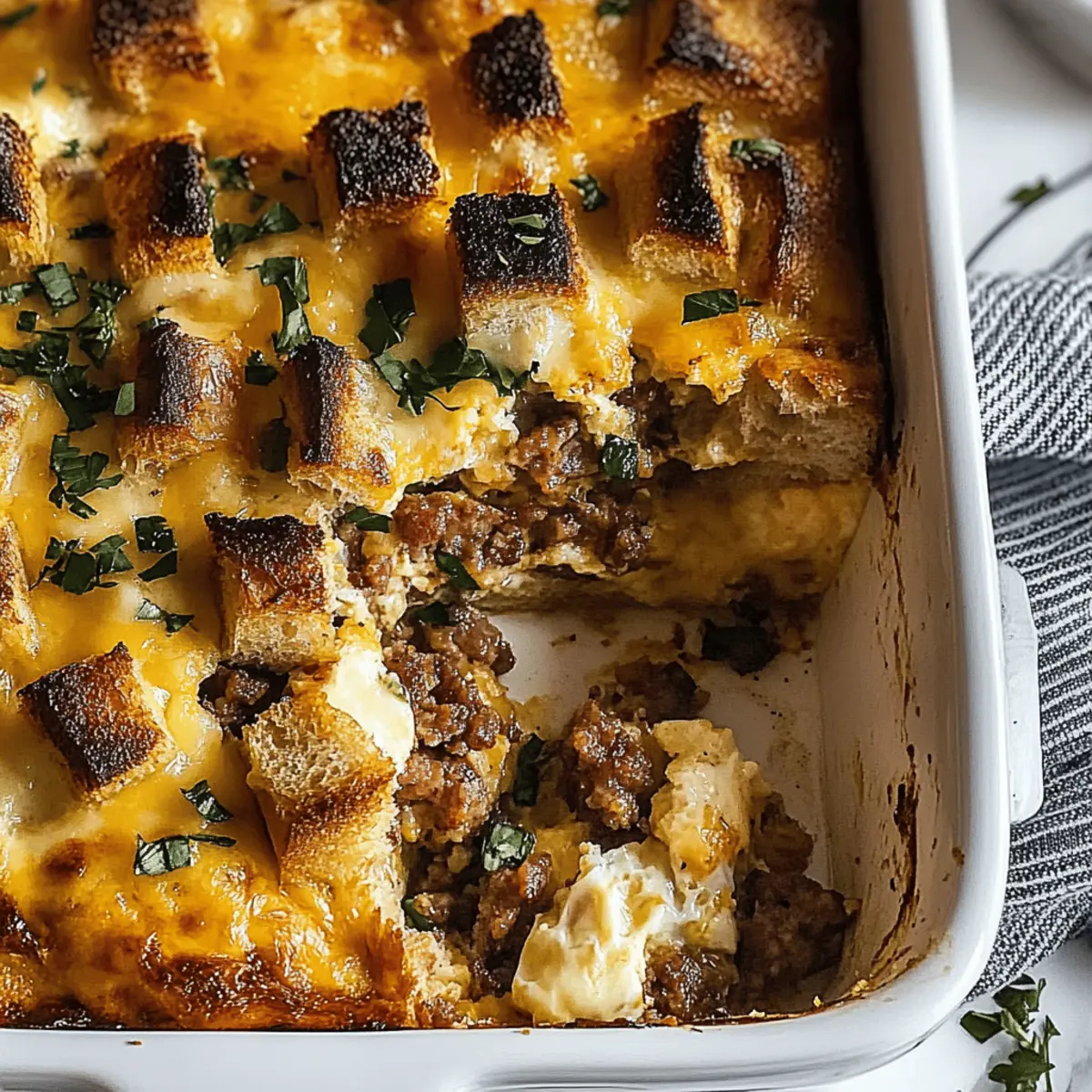 Savory Egg, Sausage, and Bread Casserole