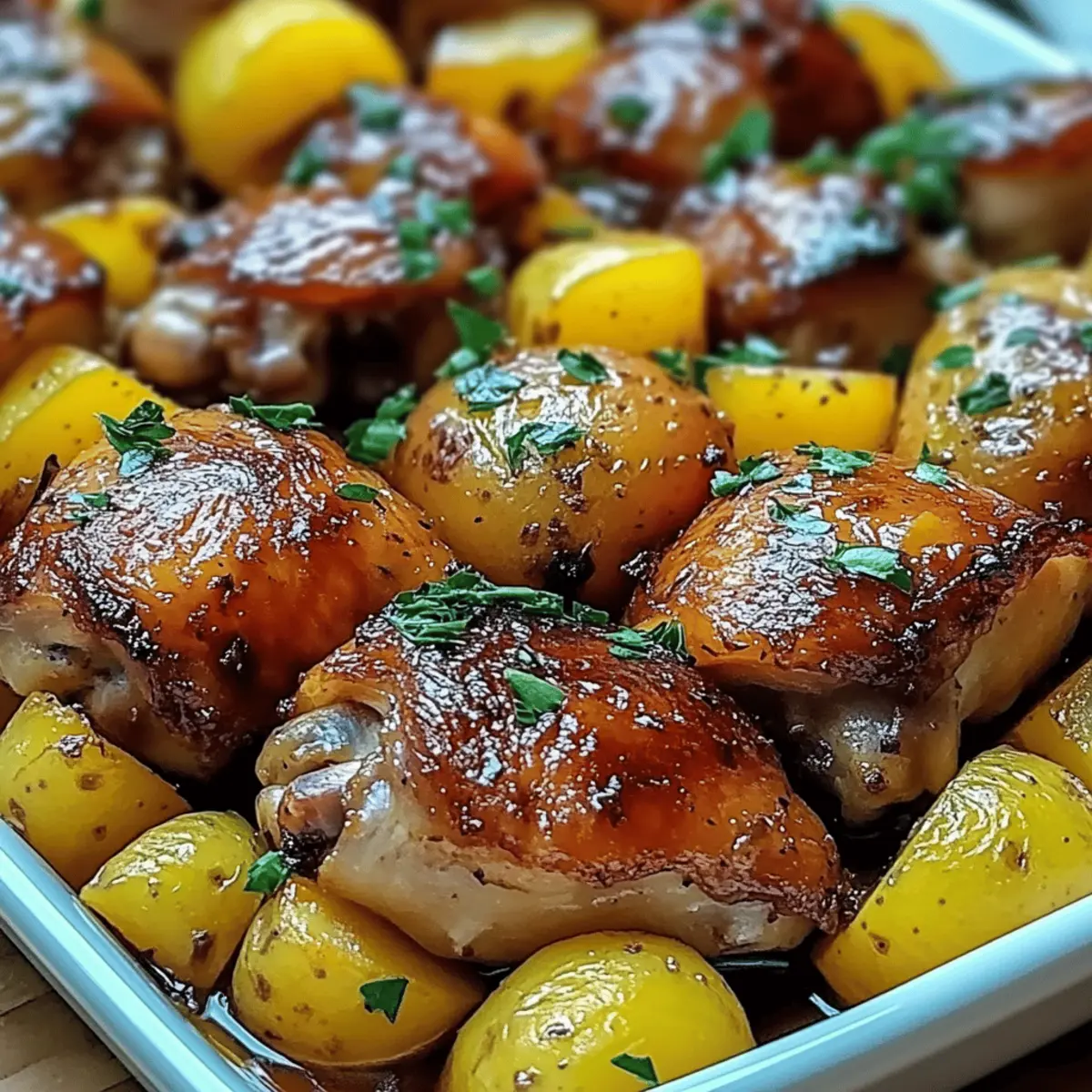 Savory Chicken Thighs with Garlic Potatoes