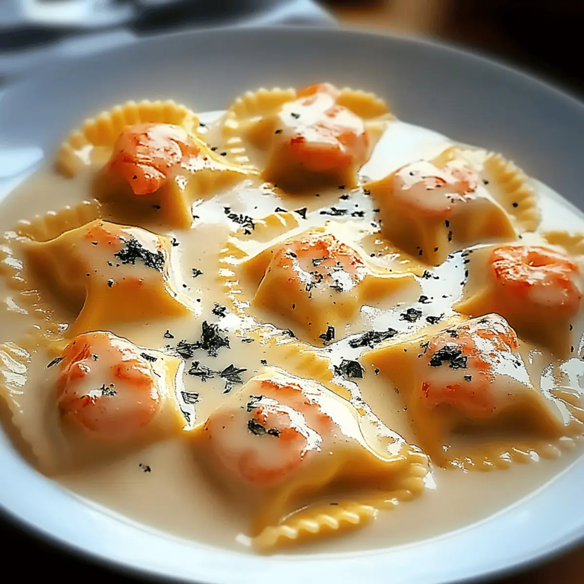 Lobster Ravioli with Creamy Garlic Sauce