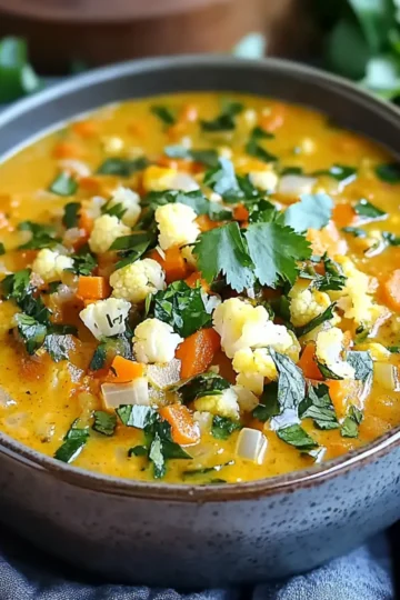 Curried Cauliflower Rice Soup