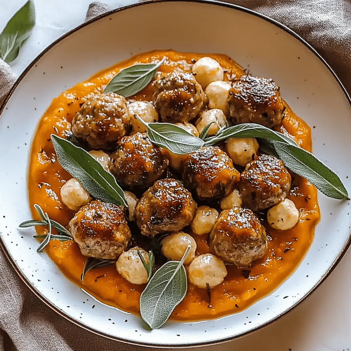 Savory Turkey Meatballs in Pumpkin Sage Sauce
