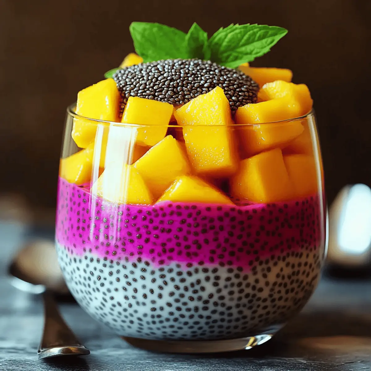 Mango and Dragon Fruit Chia Pudding