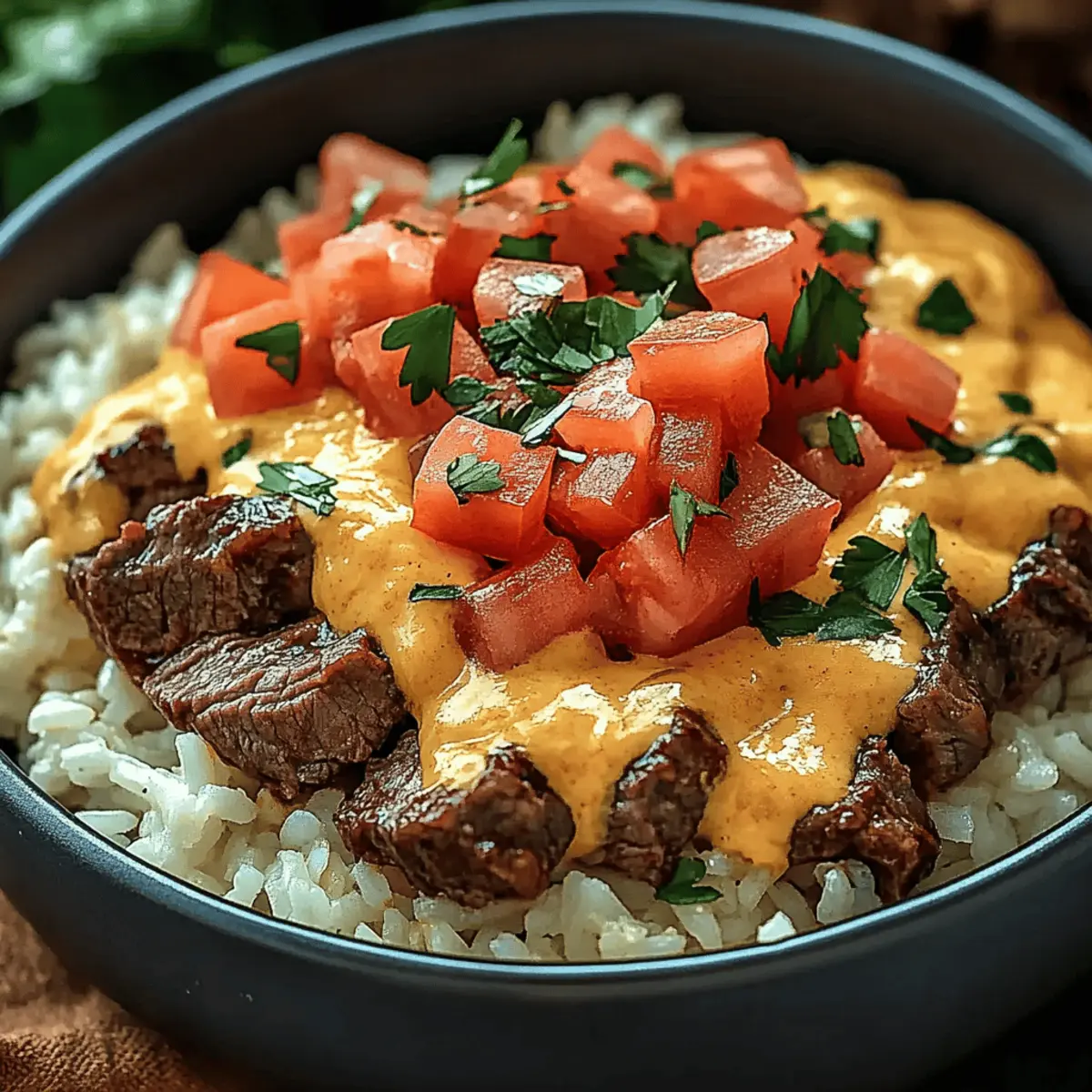 Savory Steak Queso Rice