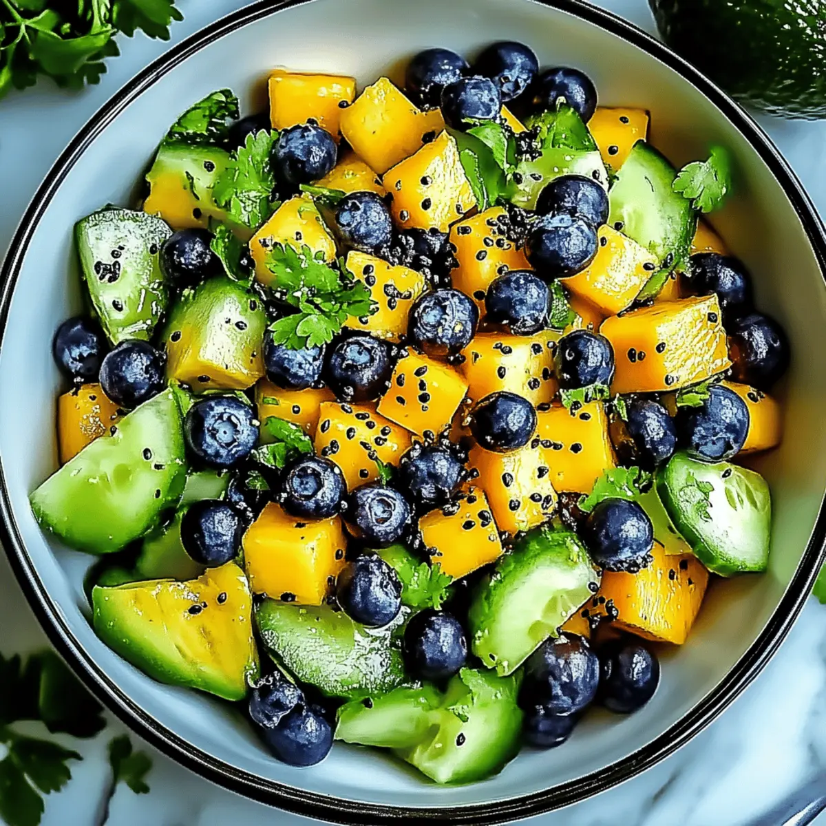 Mango Cucumber Salad with Blueberries and Avocado