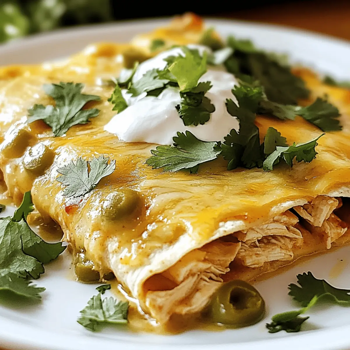 Creamy Green Chile Chicken Enchilada Casserole