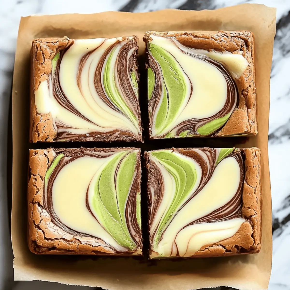 Pistachio Blondies Swirled with Cheesecake