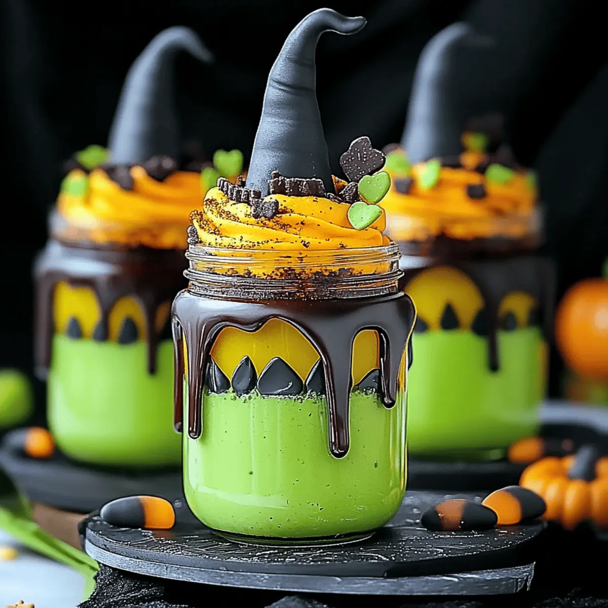 Witches' Brew Halloween Cake Jars