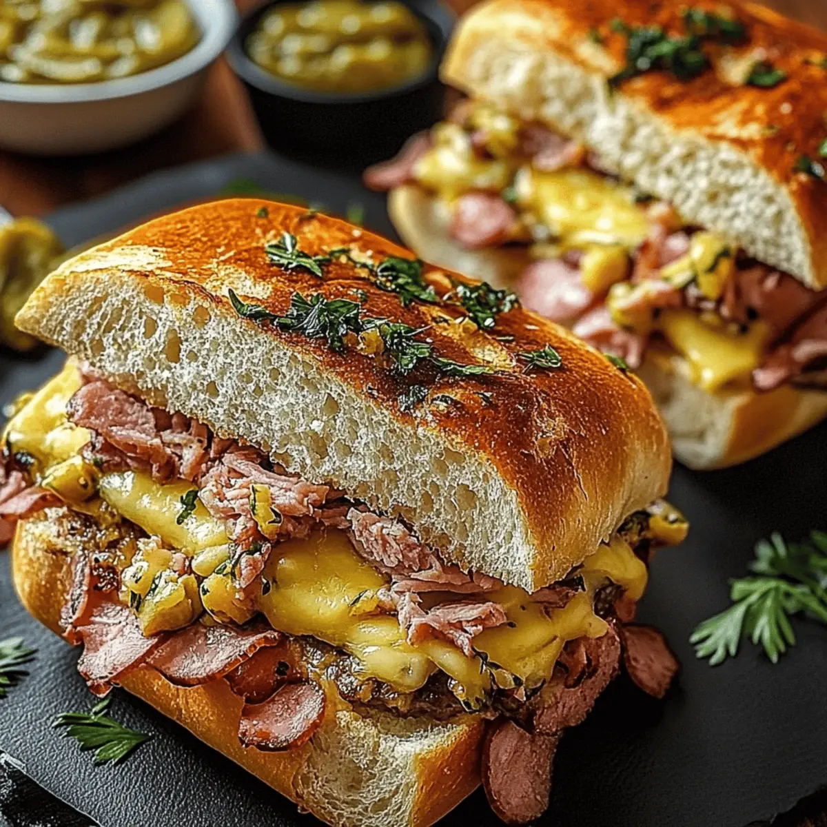 Cuban Garlic Bread Sandwiches