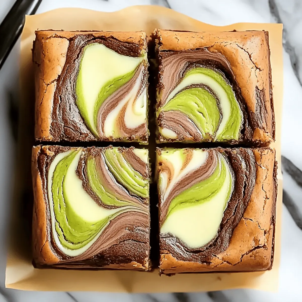 Pistachio Blondies Swirled with Cheesecake