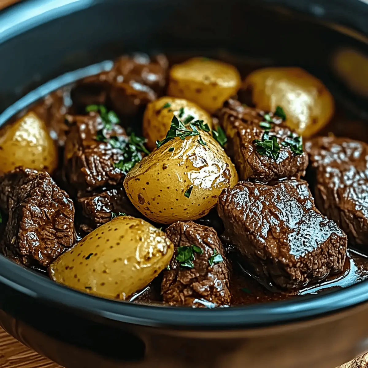 Crockpot Garlic Butter Beef Tips and Potatoes