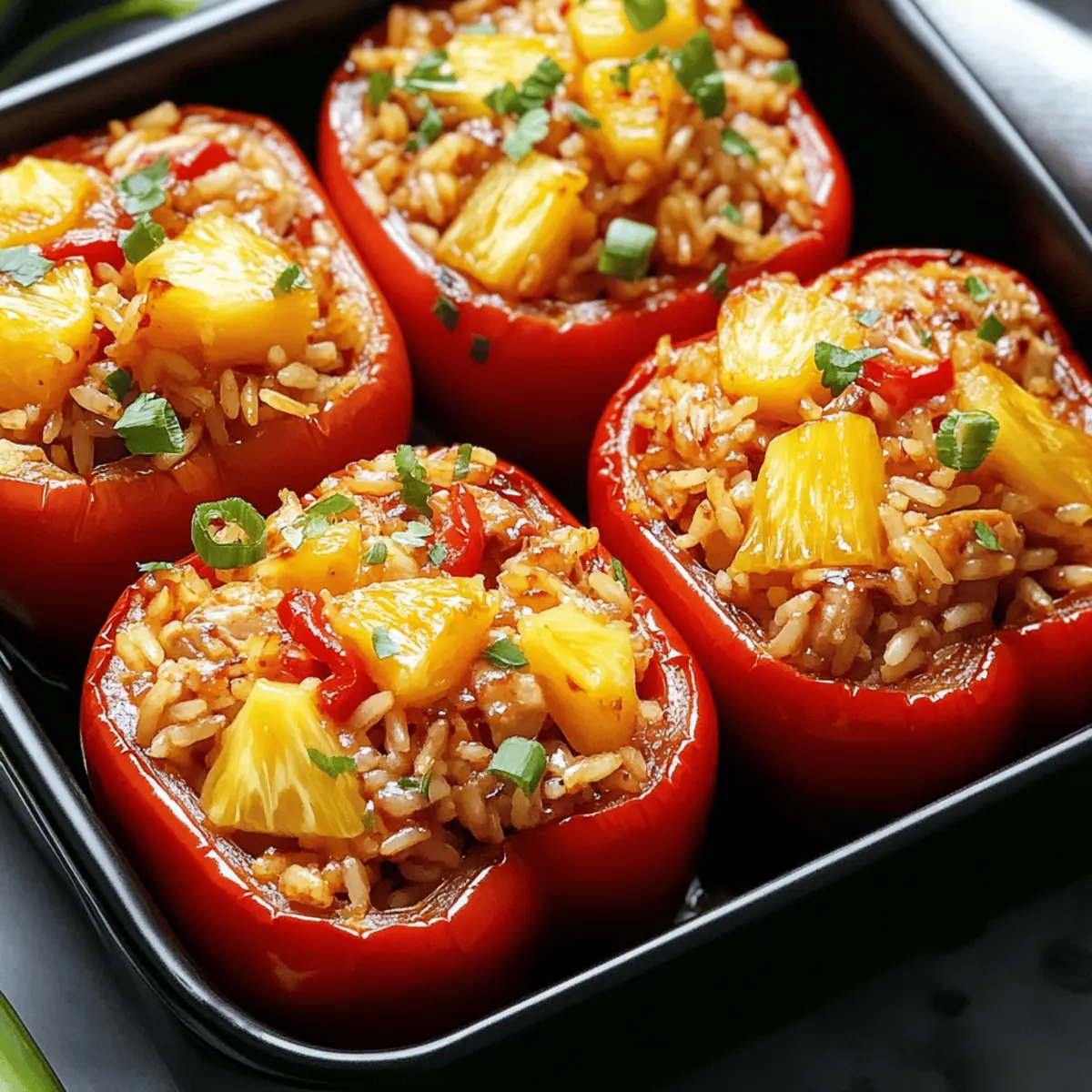 Teriyaki Pineapple Chicken Rice Stuffed Peppers