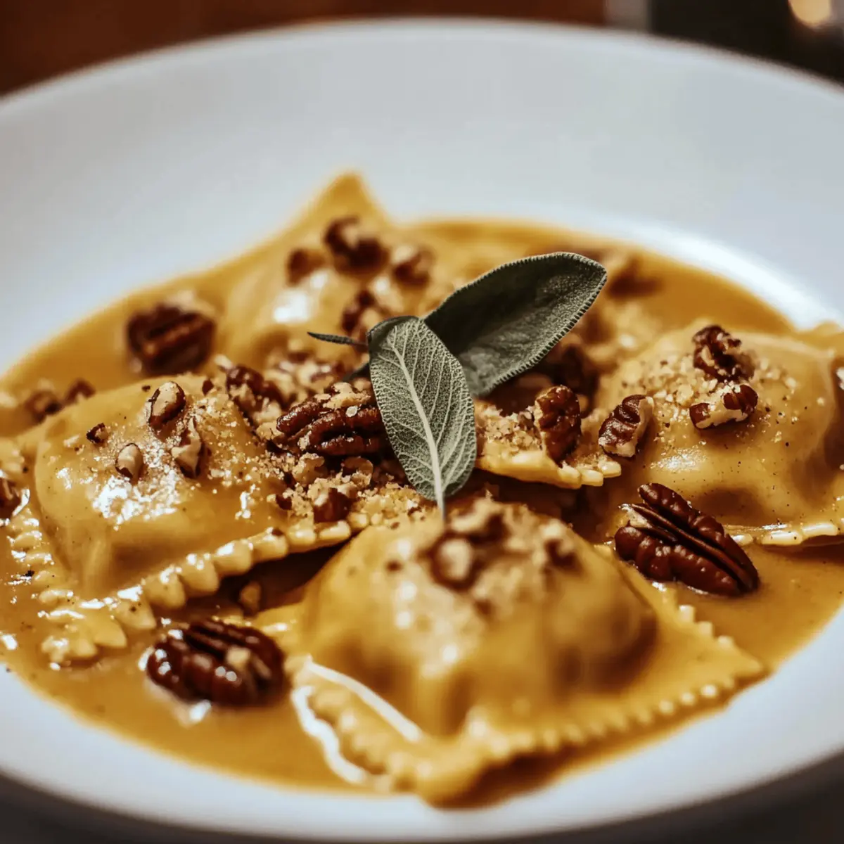 Pumpkin Ravioli with Pecan Crumble