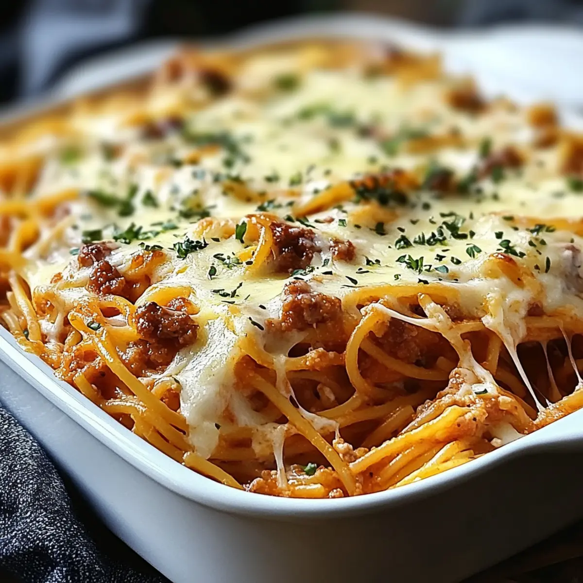 Baked Cream Cheese Spaghetti Casserole