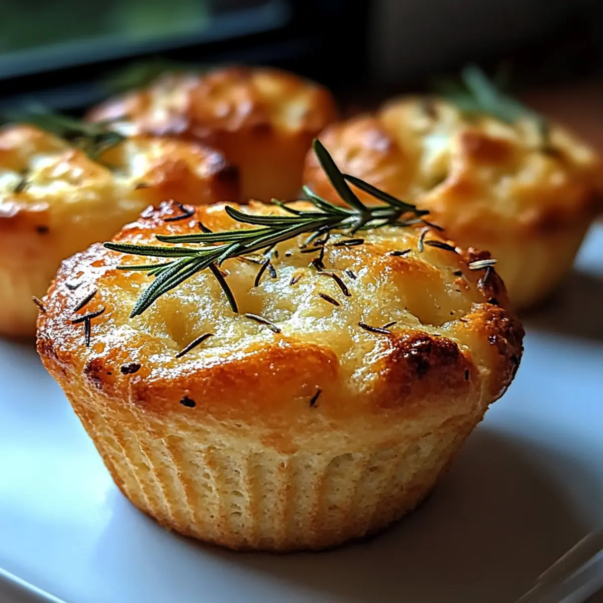 Garlic Rosemary Focaccia Muffins