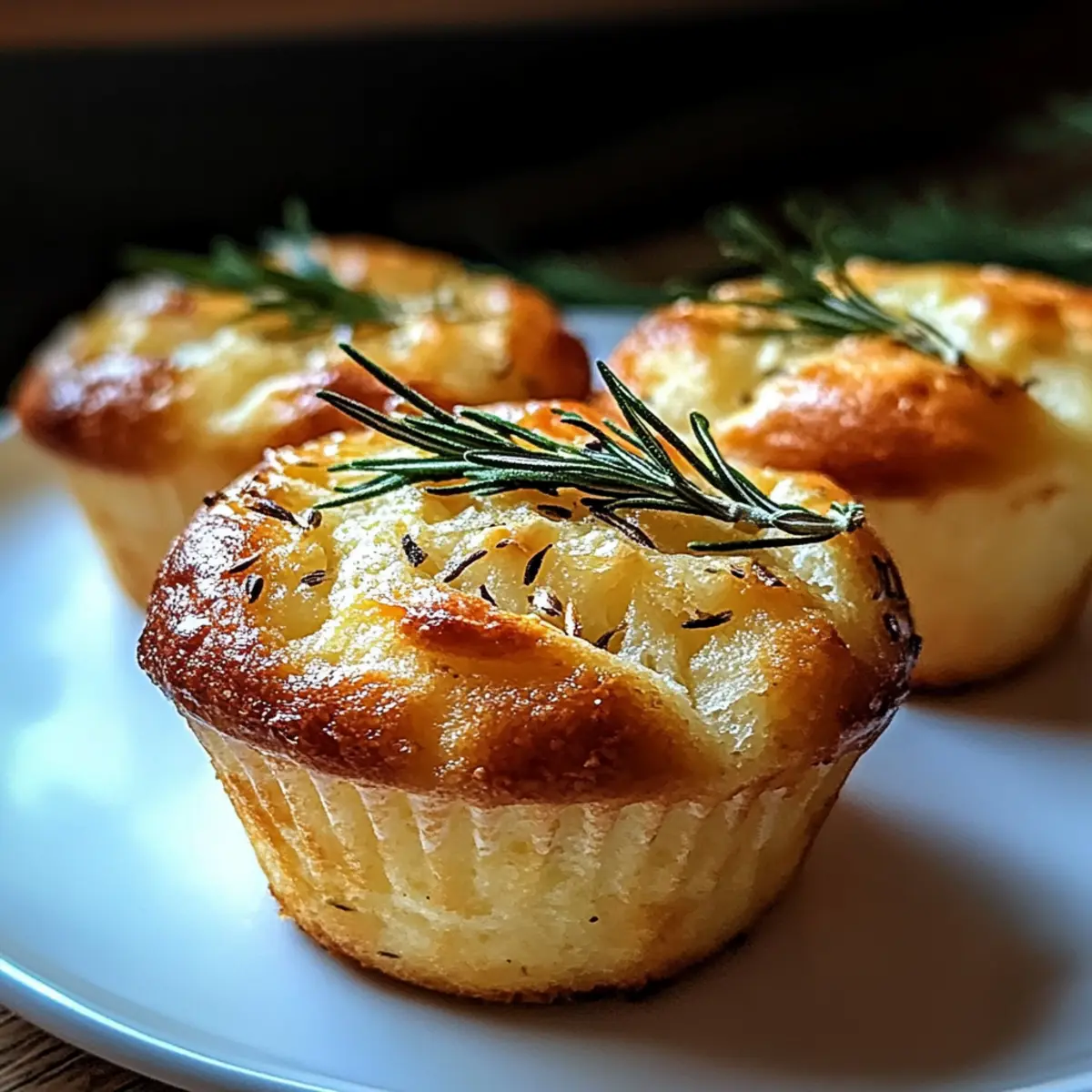 Garlic Rosemary Focaccia Muffins