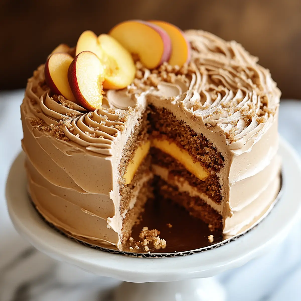 Peach Cake with Brown Sugar Frosting