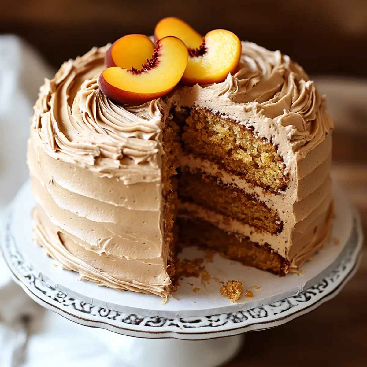 Peach Cake with Brown Sugar Frosting