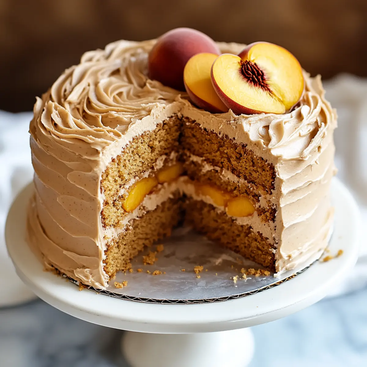 Peach Cake with Brown Sugar Frosting