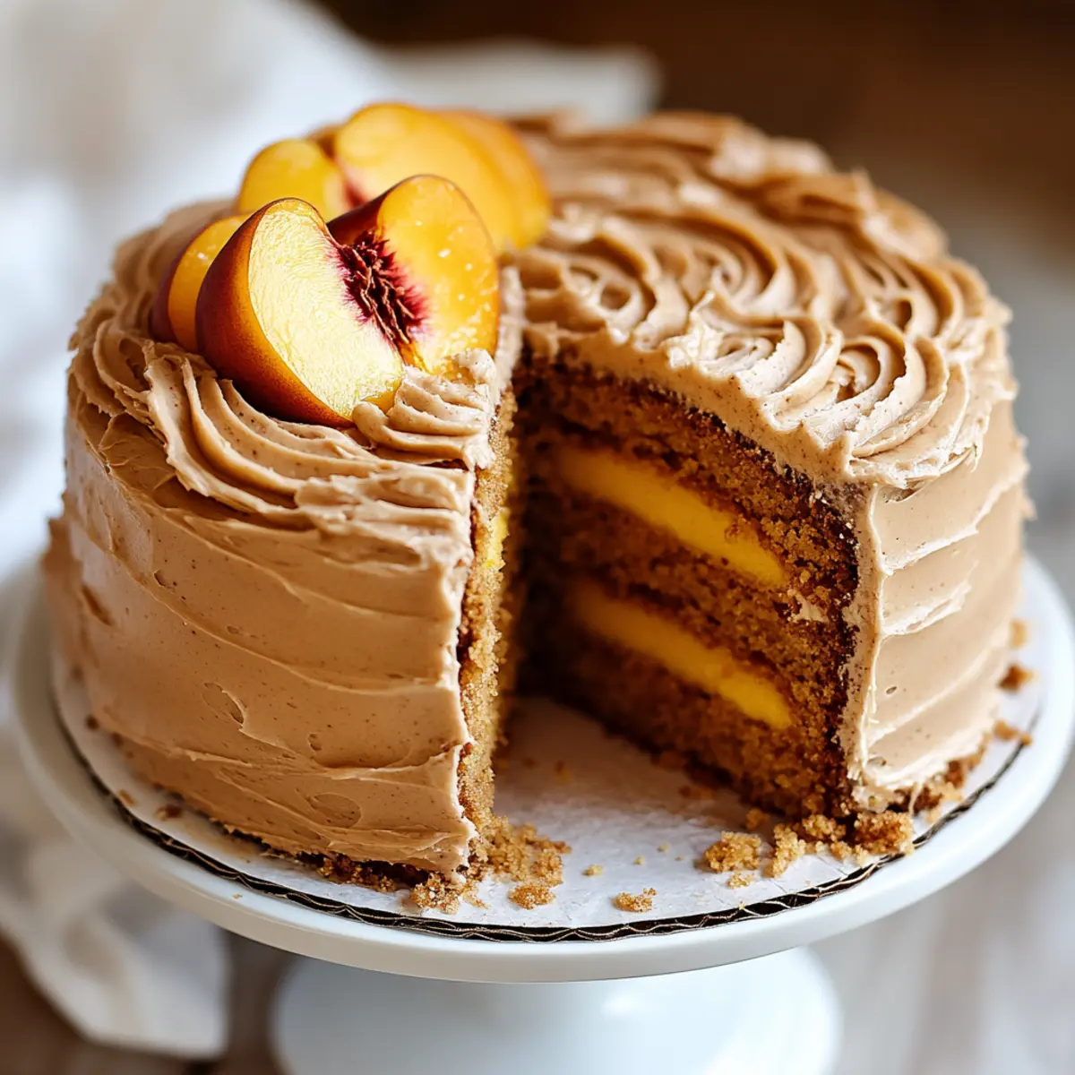 Peach Cake with Brown Sugar Frosting