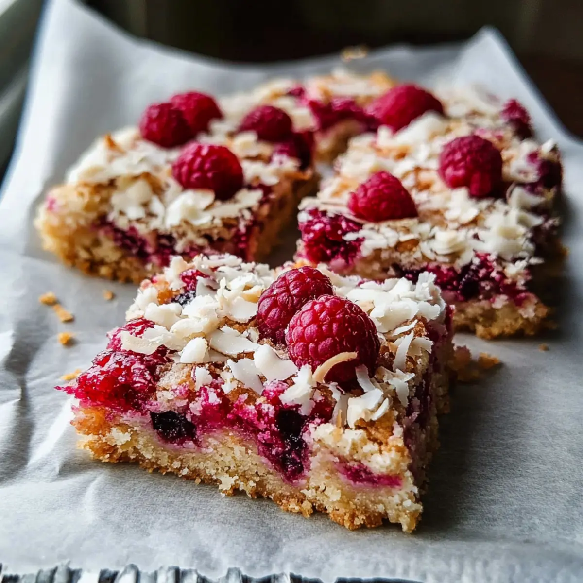 Raspberry Coconut Magic Bars
