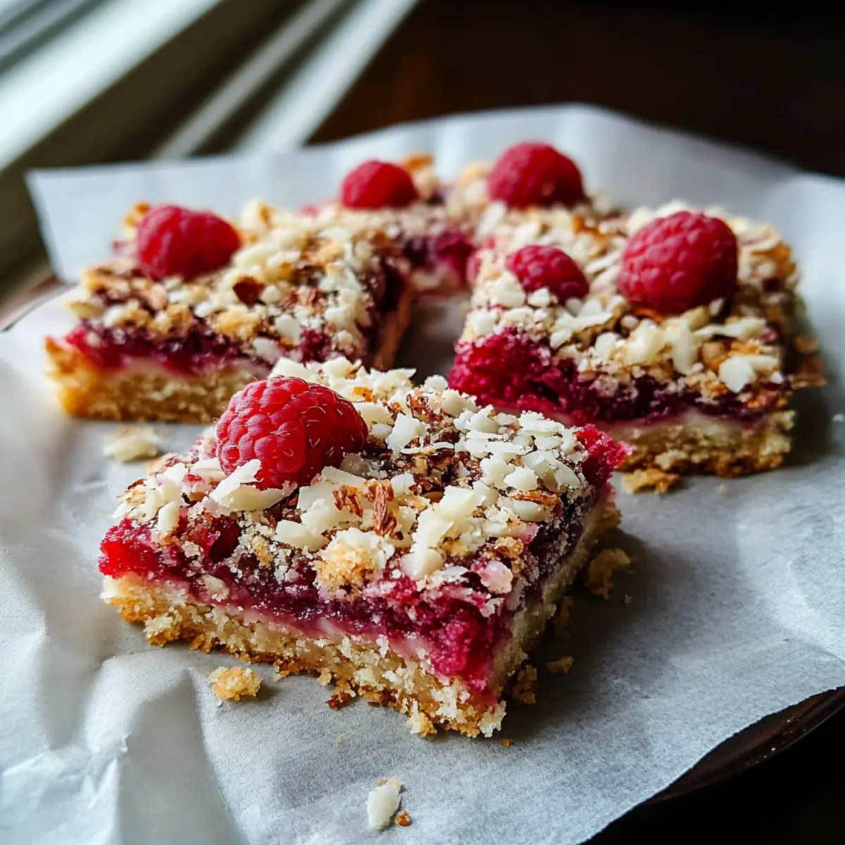Raspberry Coconut Magic Bars