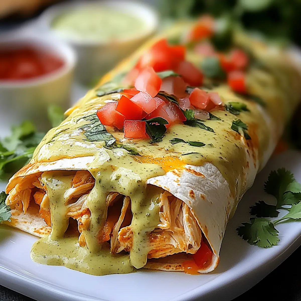 Smothered Green Chile Chicken Burritos