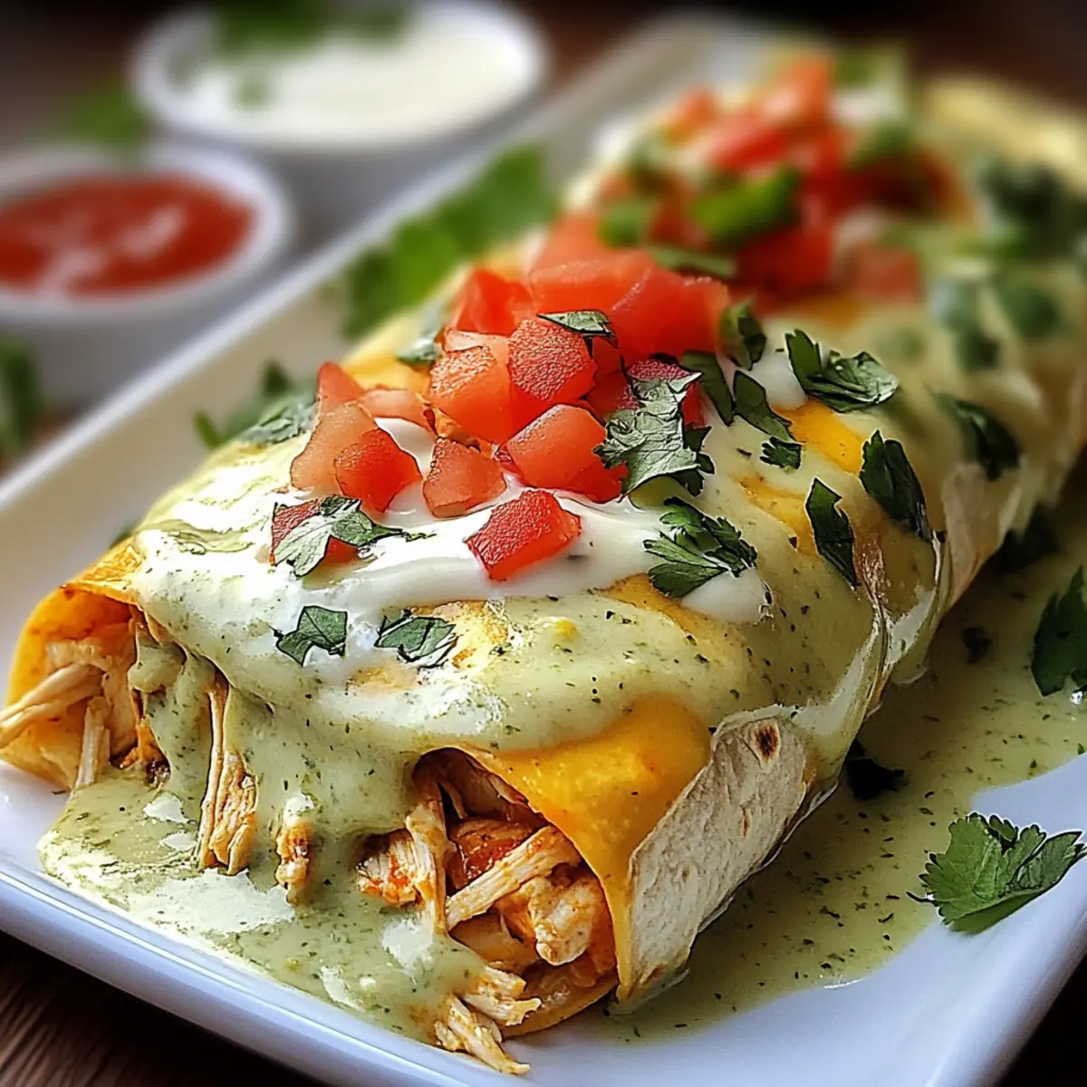 Smothered Green Chile Chicken Burritos
