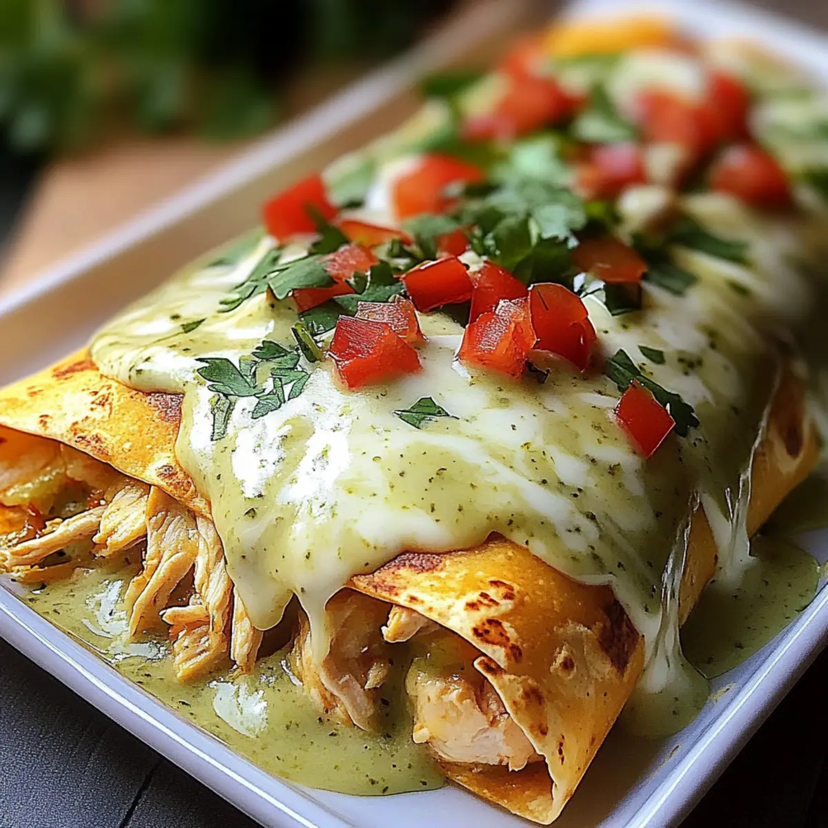 Smothered Green Chile Chicken Burritos