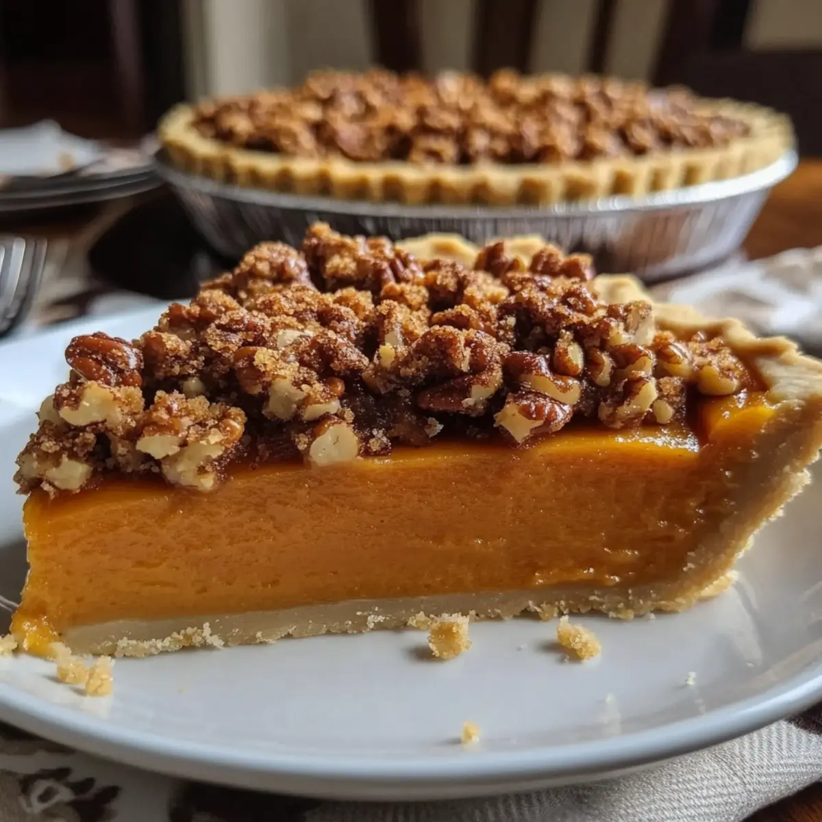 Sweet Potato Pie with Pecan Praline Crunch