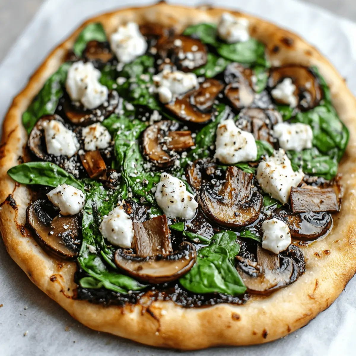 Balsamic Mushroom Goat Cheese Pizza with Spinach