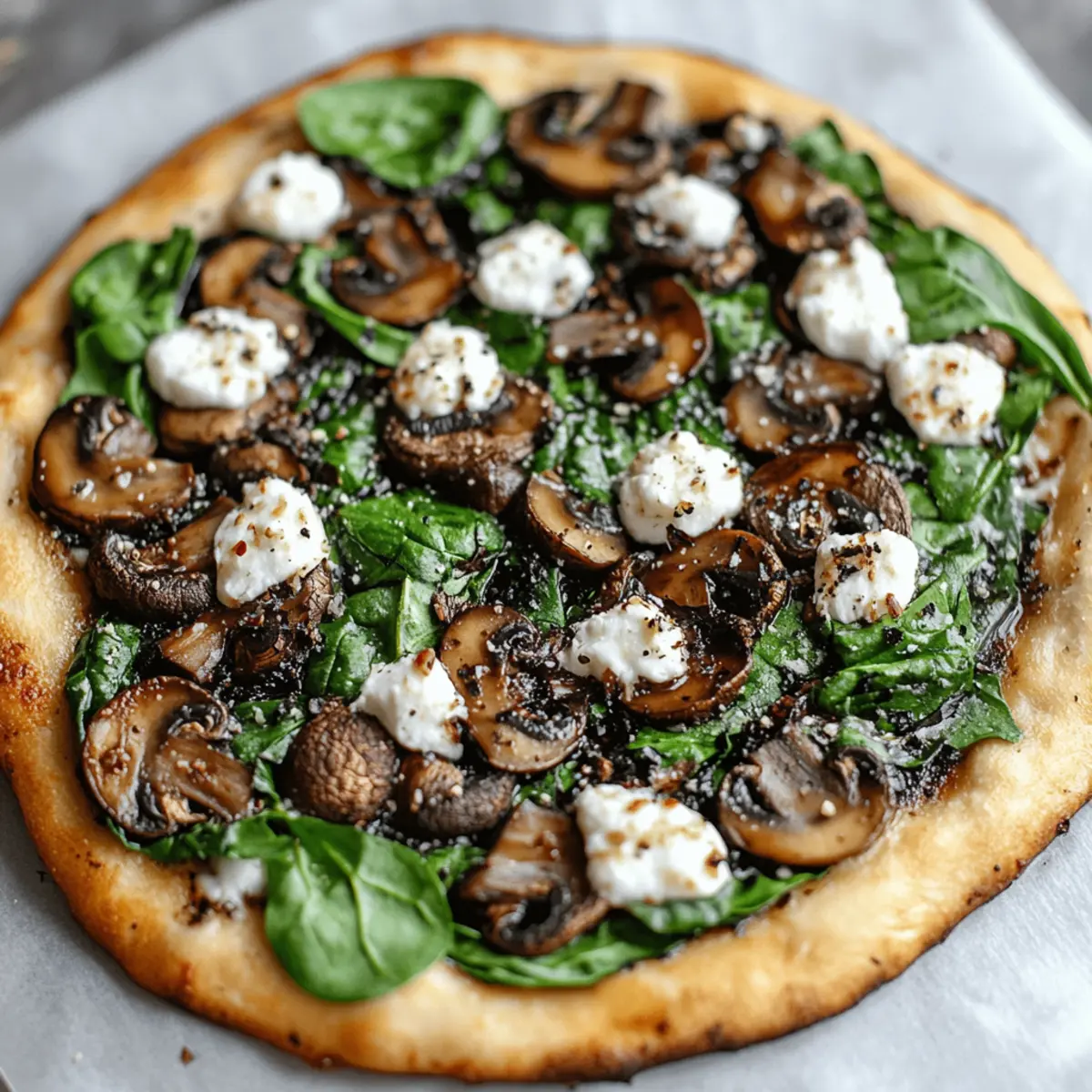 Balsamic Mushroom Goat Cheese Pizza with Spinach