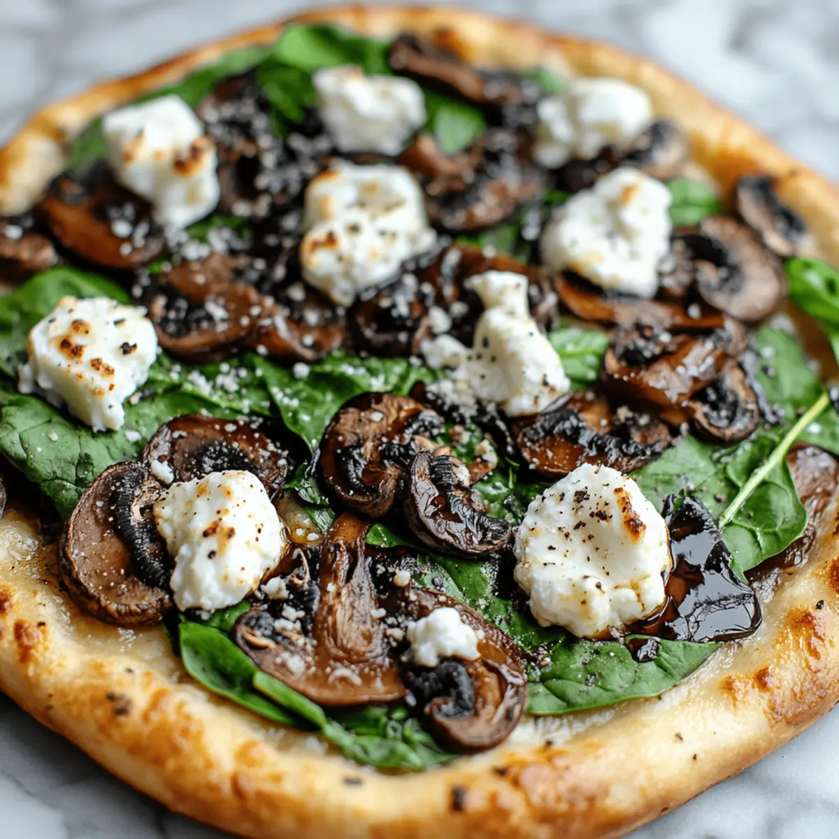 Balsamic Mushroom Goat Cheese Pizza with Spinach