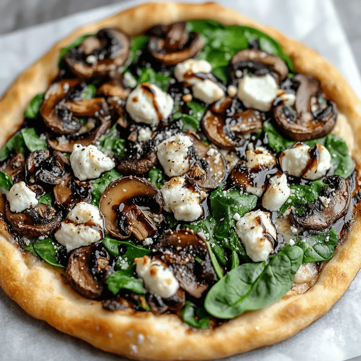 Balsamic Mushroom Goat Cheese Pizza with Spinach
