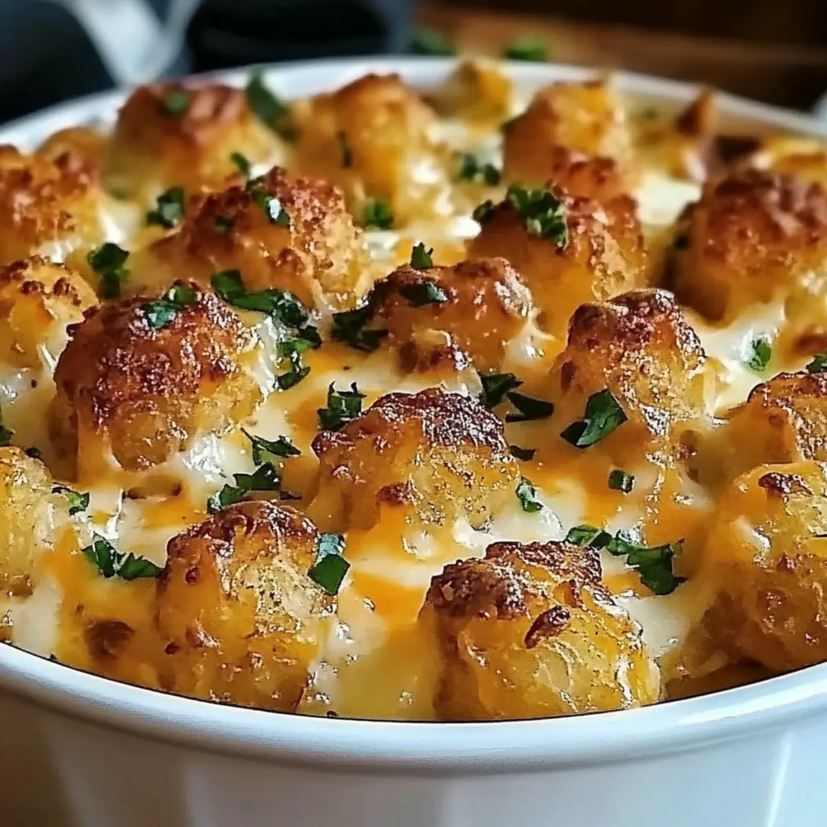 Cheddar Ranch Chicken Tater Tot Bake