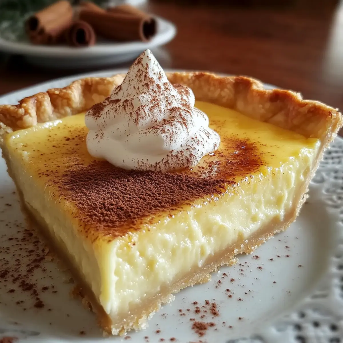 Christmas Eve Cinnamon-Vanilla Creamy Custard Pie