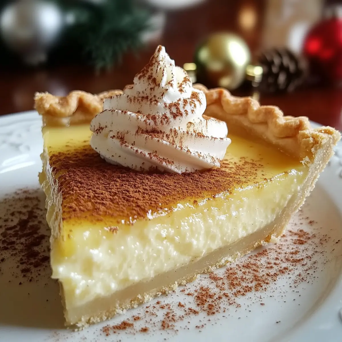Christmas Eve Cinnamon-Vanilla Creamy Custard Pie