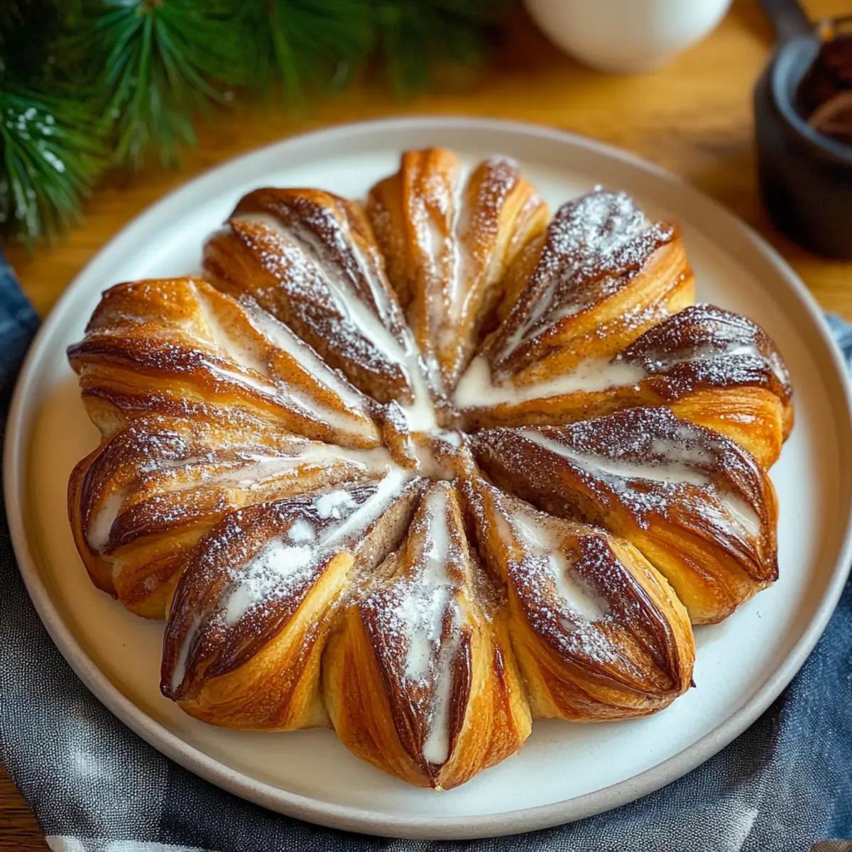 Cinnamon Roll Snowflake Bread