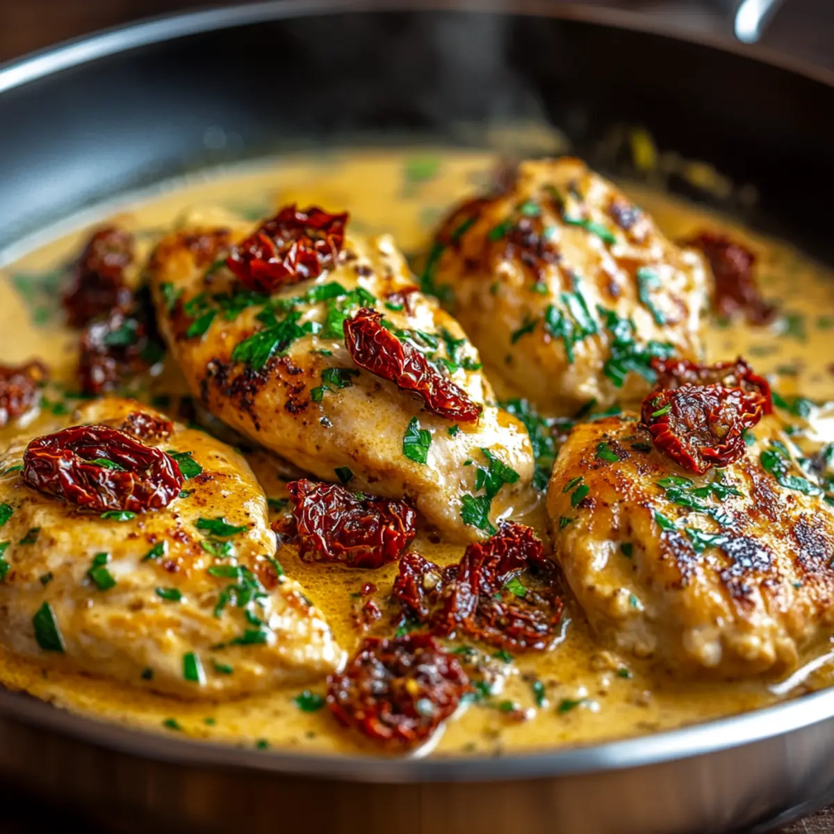 Creamy Sun Dried Tomato Chicken Skillet