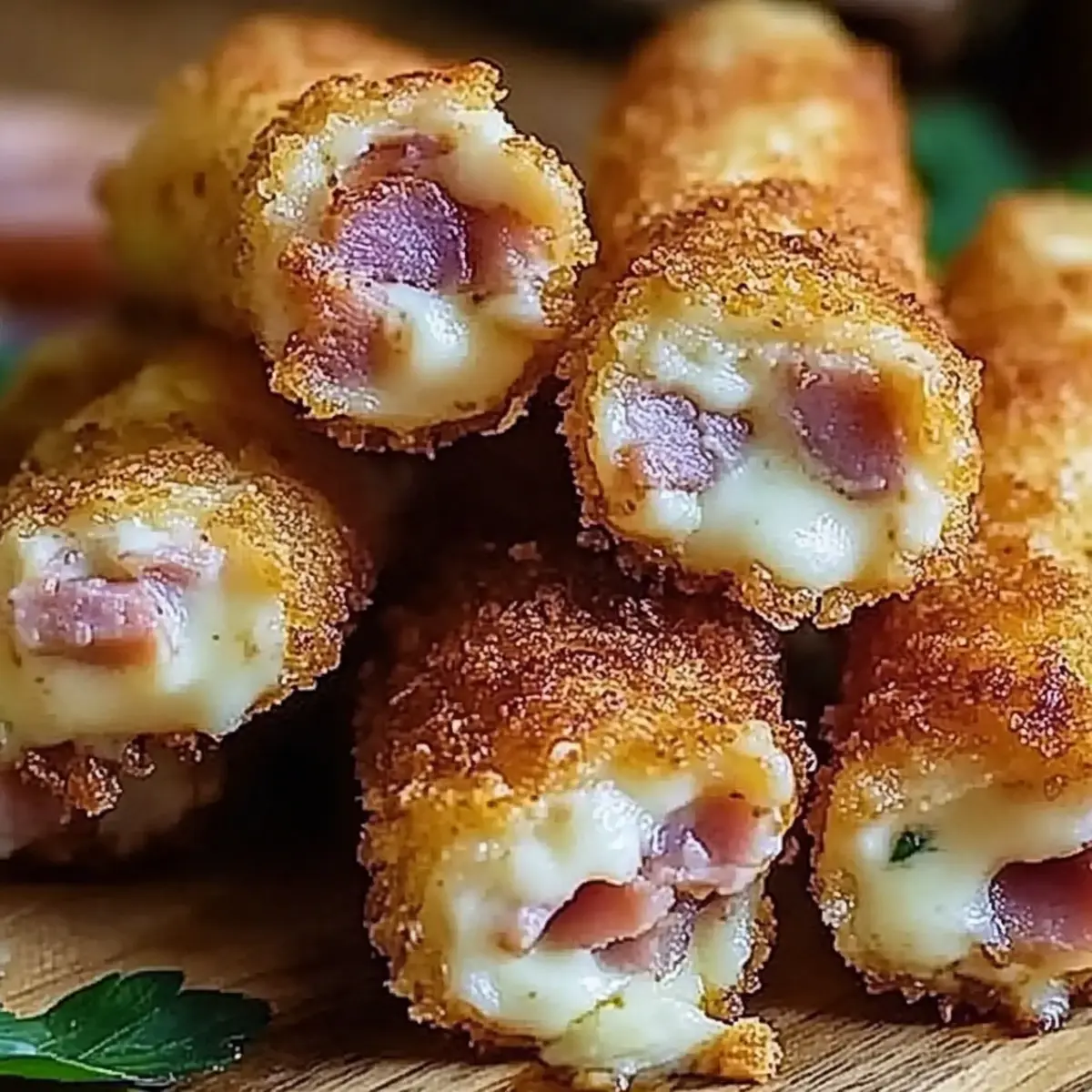 Crispy Baked Ham Cheese Mozzarella Sticks