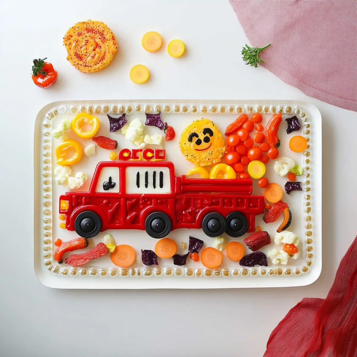 Fire Truck Vegetable Platter