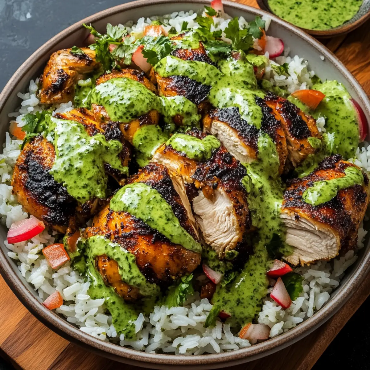 Peruvian Chicken and Rice with Green Sauce