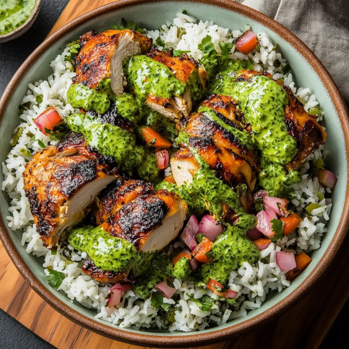 Peruvian Chicken and Rice with Green Sauce